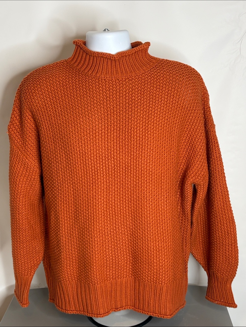 Crewneck Oversized Knit Sweater in Light Brick Red    XL